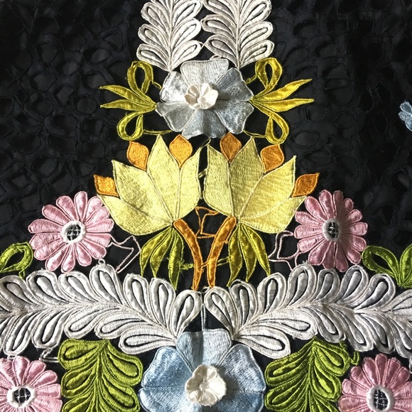 Vintage Floral Lace Embroidered Multicolor Kimono Jacket Tunic Blouse Top - Picture 7 of 8